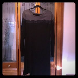 Classic Lace Accent Sweater Dress